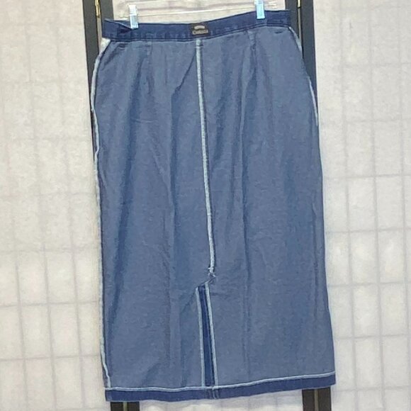 Riders Casuals by Lee A Line Back Slit Denim Jeans Maxi Skirt Medium Wash 16 - Picture 6 of 12